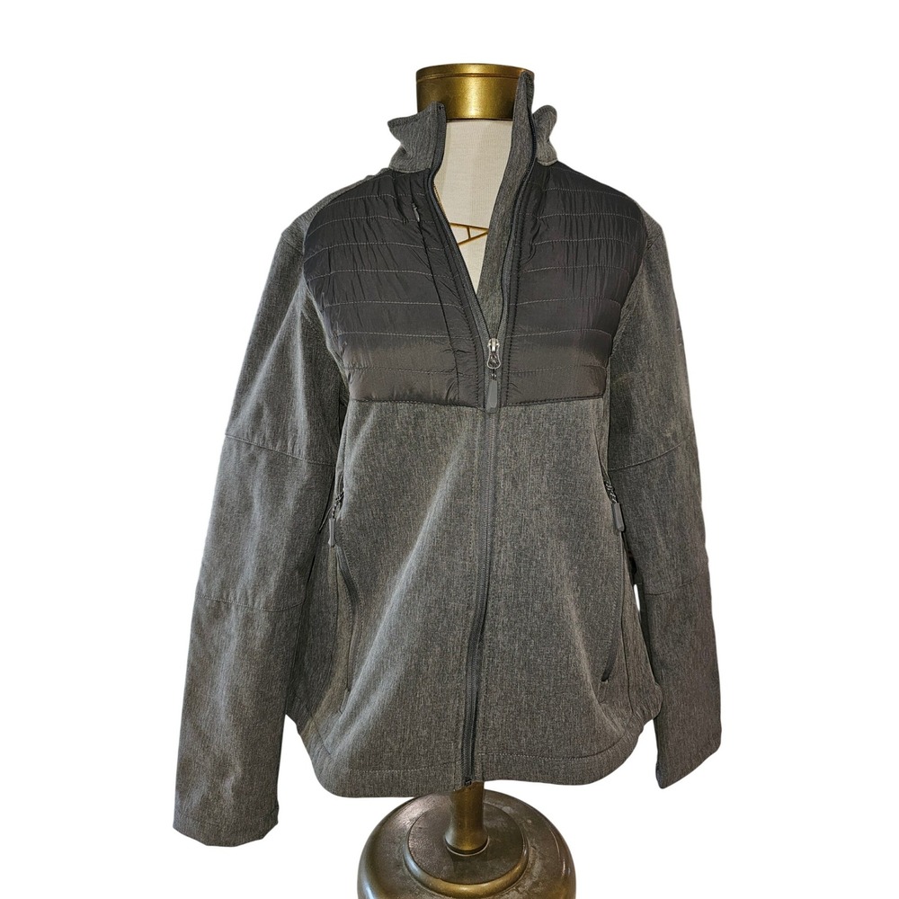 Fossa Women's Microsoft Apple Gray Quilted Puffer Softshell‎ Jacket Size M Zip